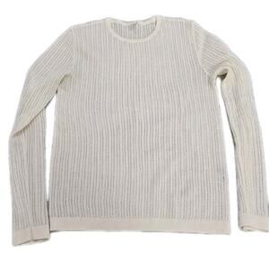 Uniqlo Knit Mesh Sweater White XS Ultralight Wool Blend Layering Longsleeve